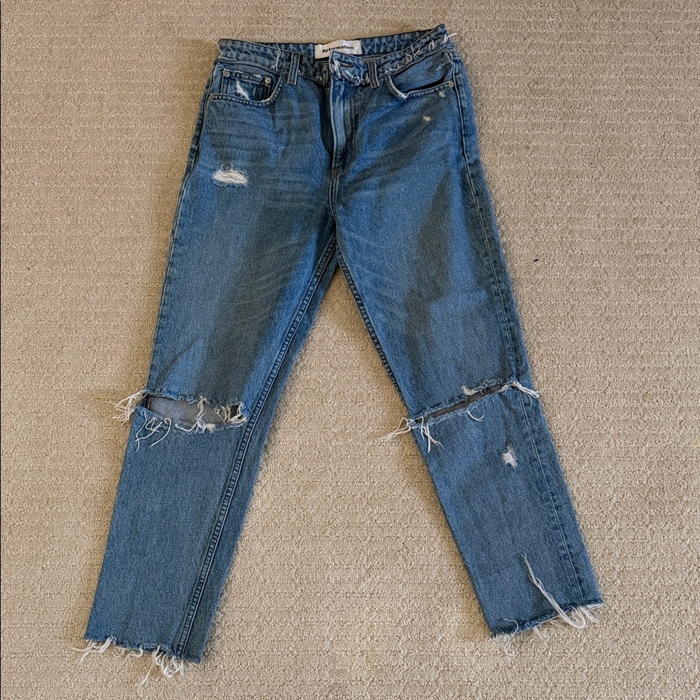 REFORMATION JEANS -Distressed High-Waist